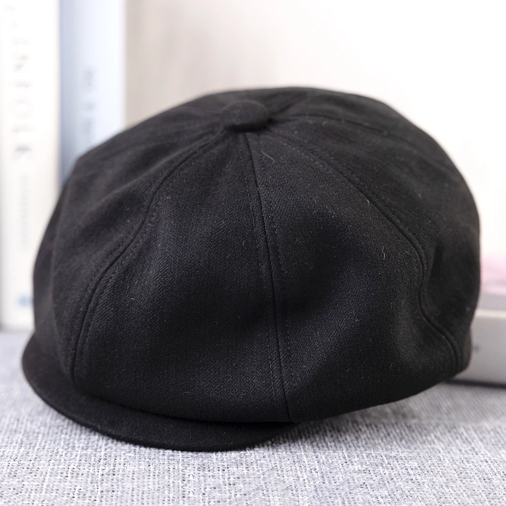 Cotton Newsboy Cap Black  Men Women British Gatsby Retro Hat Driver Flat Cap for Male Vintage Beret For Men B-6