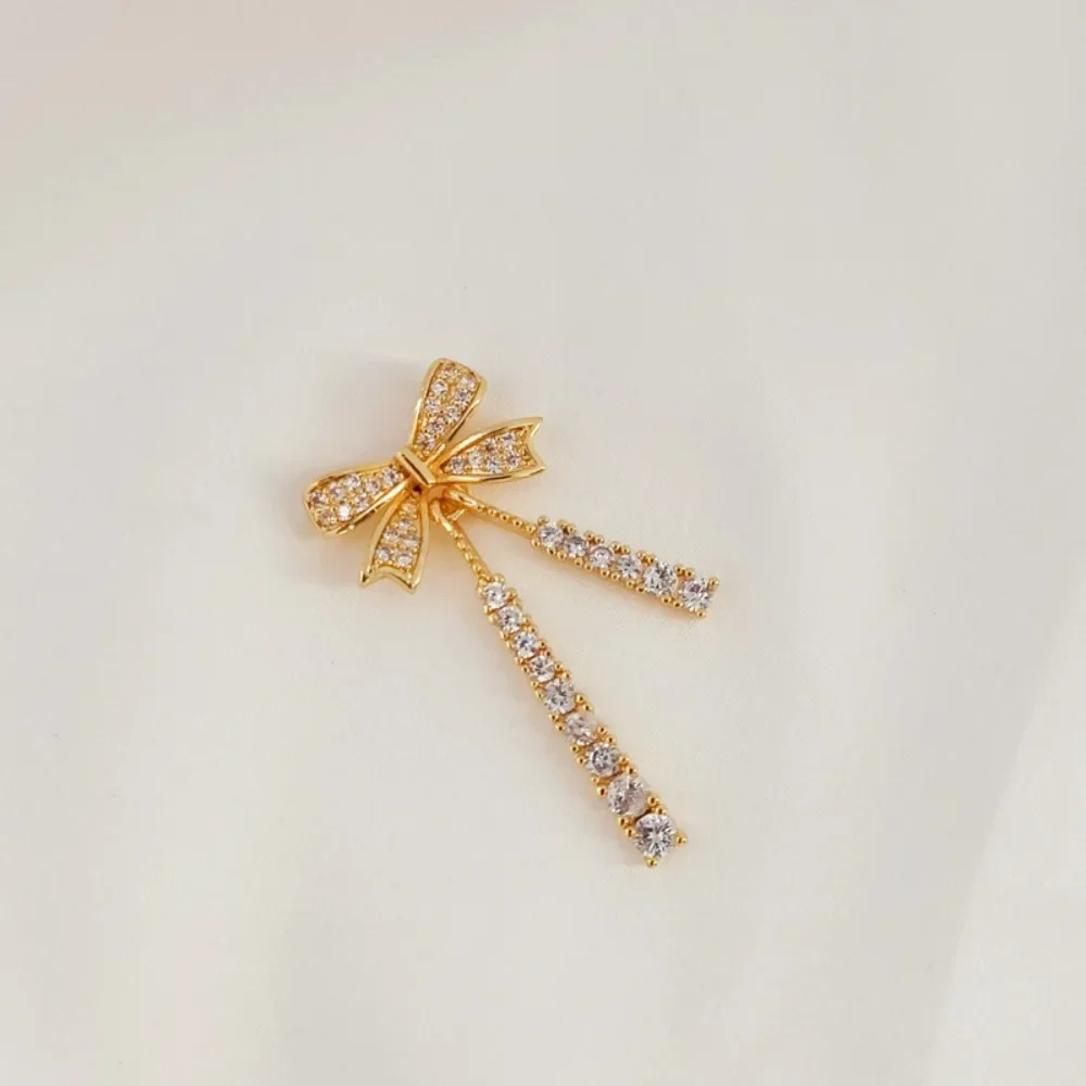 

14K Gold-plated, Zircon Inlaid, Bow, Tassel, Pendant, Bracelet, Beaded Diy Handmade Jewelry Accessory