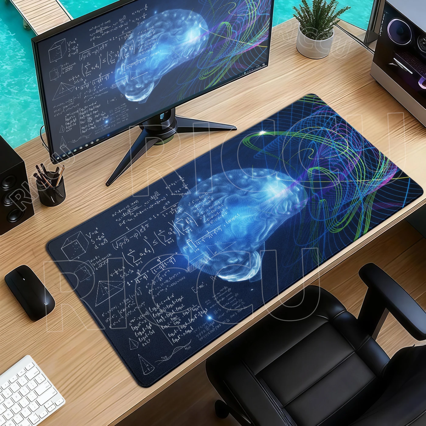 Creative Human Brain Background Math Science Formulas Mouse Mat Gamer Mouse Pad Gaming Computer Desk Mat Carpet Pc Accessories