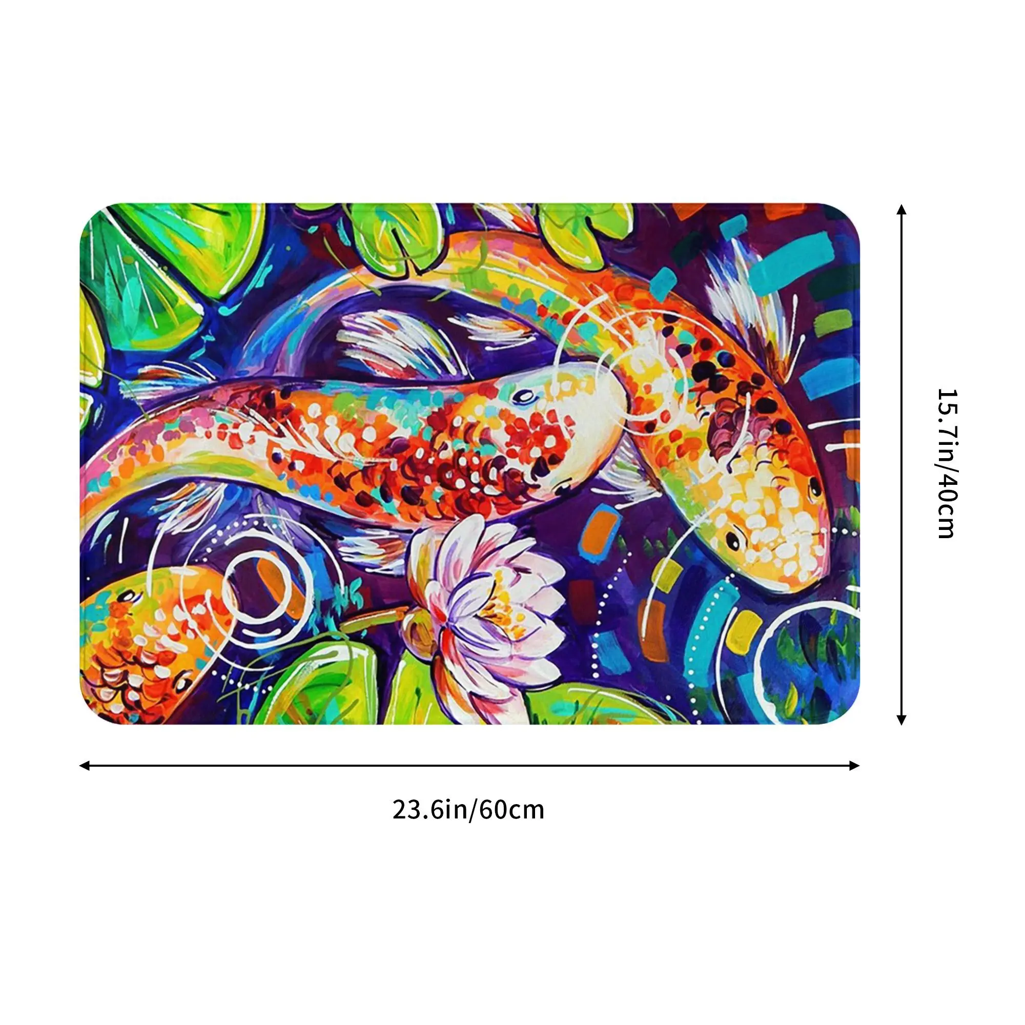 3 Koi Fish Anti-slip Doormat Floor Mat Antiwear Carpet Rug for Kitchen Entrance Home Balcony Footpad Mats