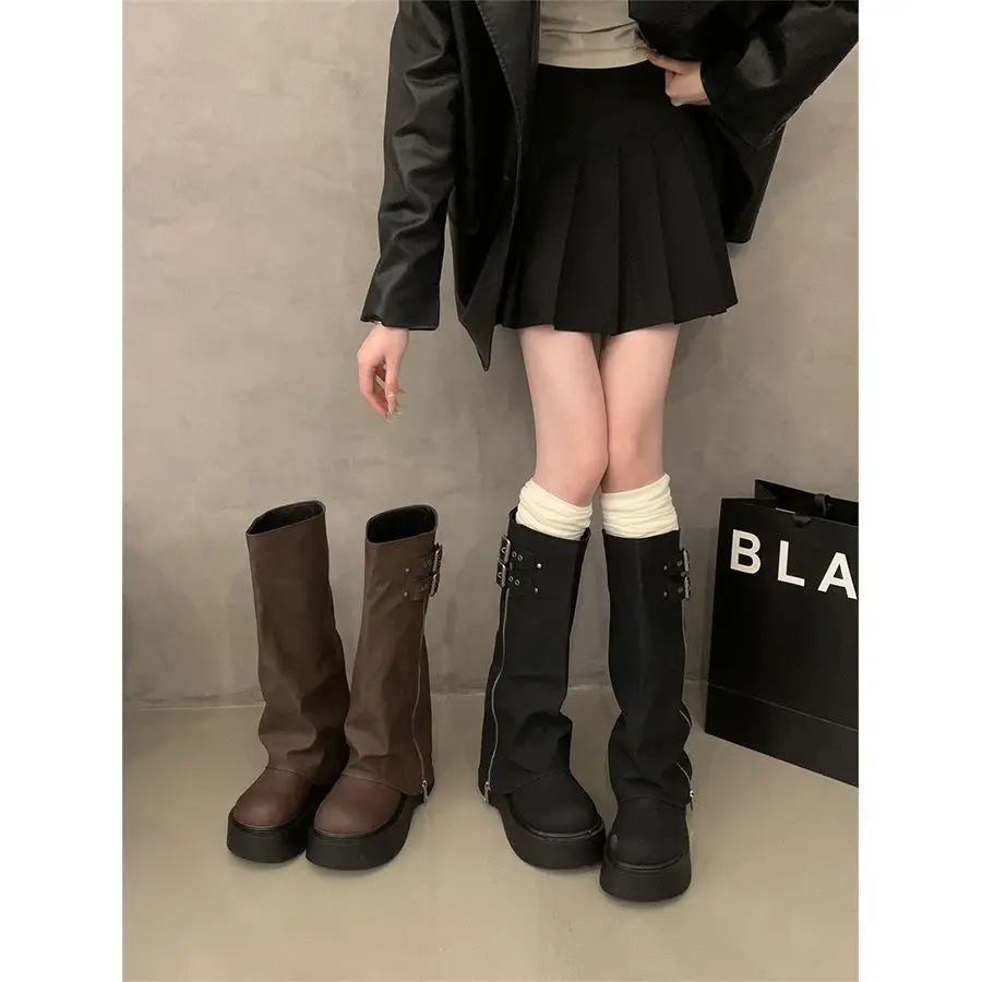 

Versatile small man thick-soled heightening long boots European long boots women's thin knight boots 2026 new spring and autumn