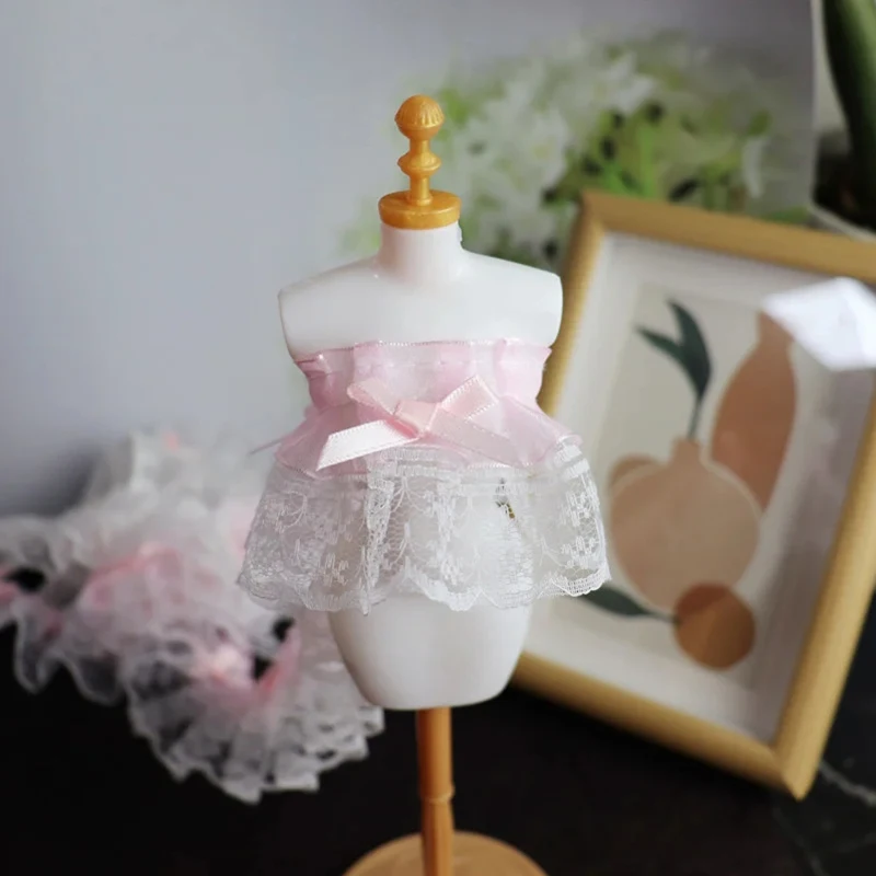 1 Yard weiß rosa zarte Schleife Rüschen Stickerei Spitzenstoffe für Kleidung Geschenk Wohnaccessoire handgemachte Nähbesatz Handwerk – Detail 5