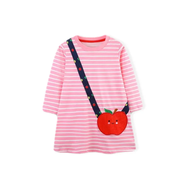 

littlebuddyNew Autumn Girls' Dress Wind Small Children's Dress Embroidered Striped Dress