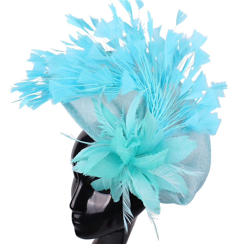 Charmante orange Feder Hochzeit Haars pangen Fascinators Hut Blume Braut Kopf bedeckung Schleier Frauen Party verheiratet Haar Zubehör syf678 – Detail 11