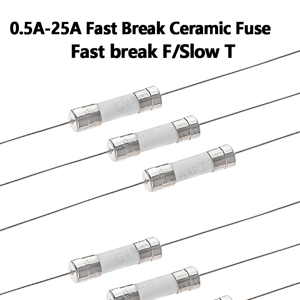 10PCS 0.5A-30A 3A  4A 5A 5*20mm  Fast Break Ceramic Fuse Slow Blow Tube Fuse With pin 5X20MM 250V 6A 7A 8A 10A 0.5A 1A 2A