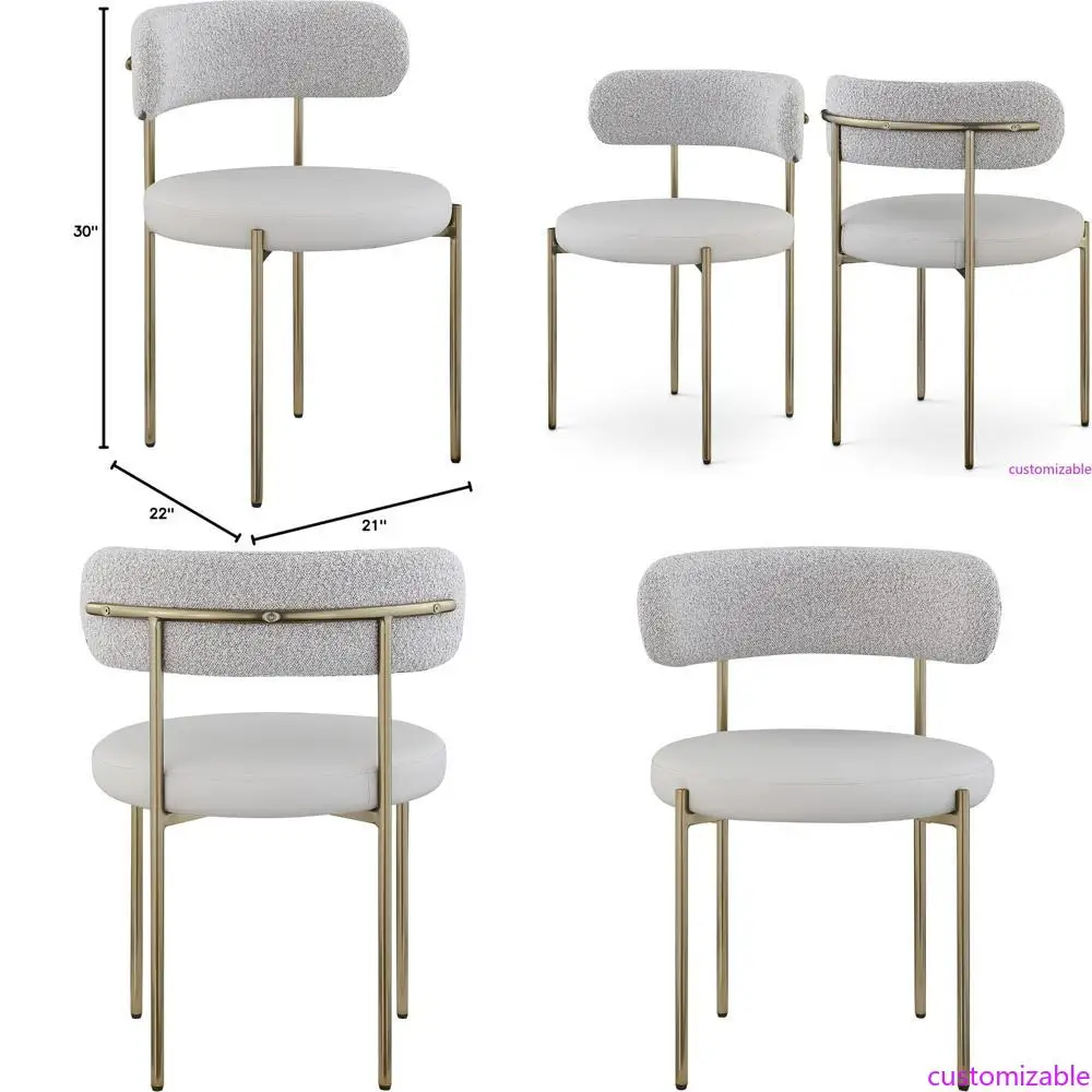 Sedia da pranzo moderna, collezione Beacon 886Taupe-C, sedile in pelle vegana in morbida tortora, design con schienale Boucle