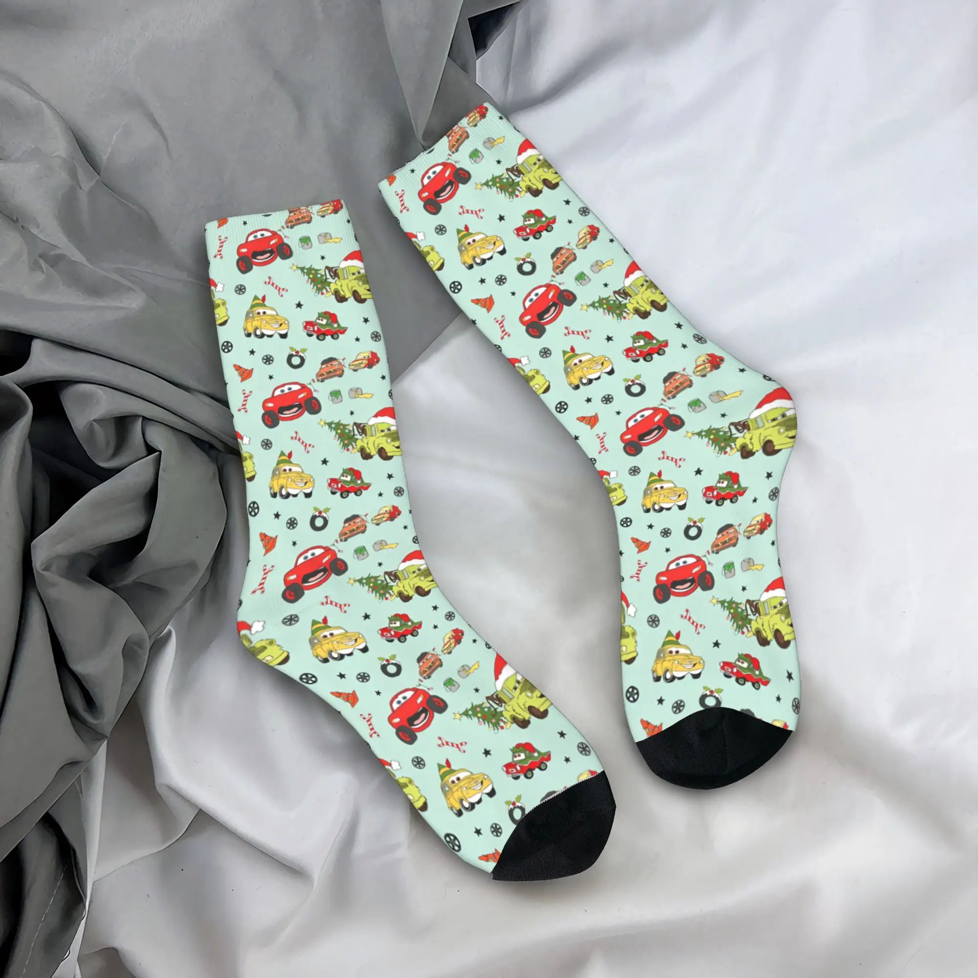Heureux drôle hommes chaussettes Harajuku voitures foudre McQueen chaussette Polyester haute qualité femmes chaussettes printemps été automne hiver