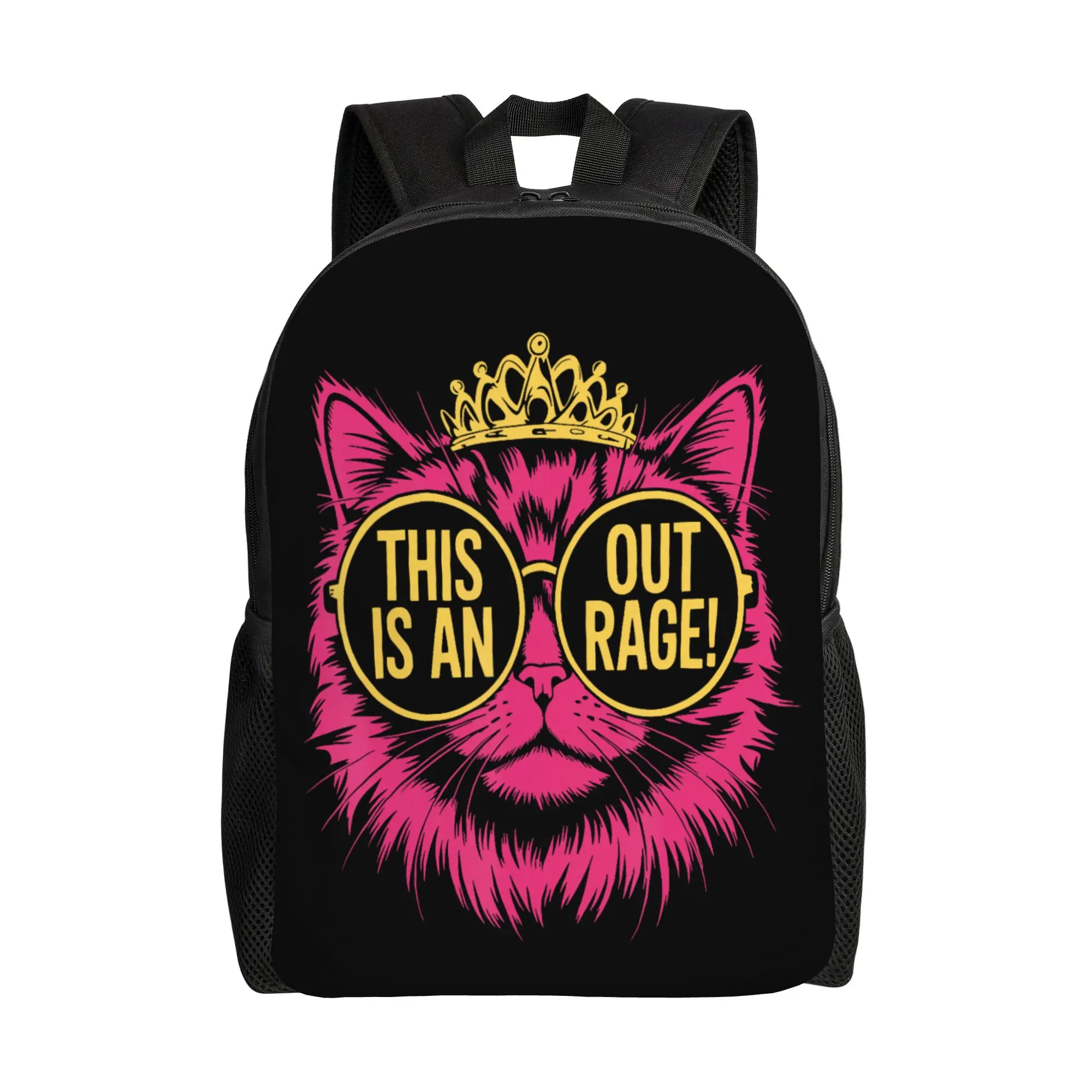 This is an Outrage Funny Princess Cat Backpack  Trekking Backpacks Boy Girl Custom Breathable School Bags Streetwear Rucksack