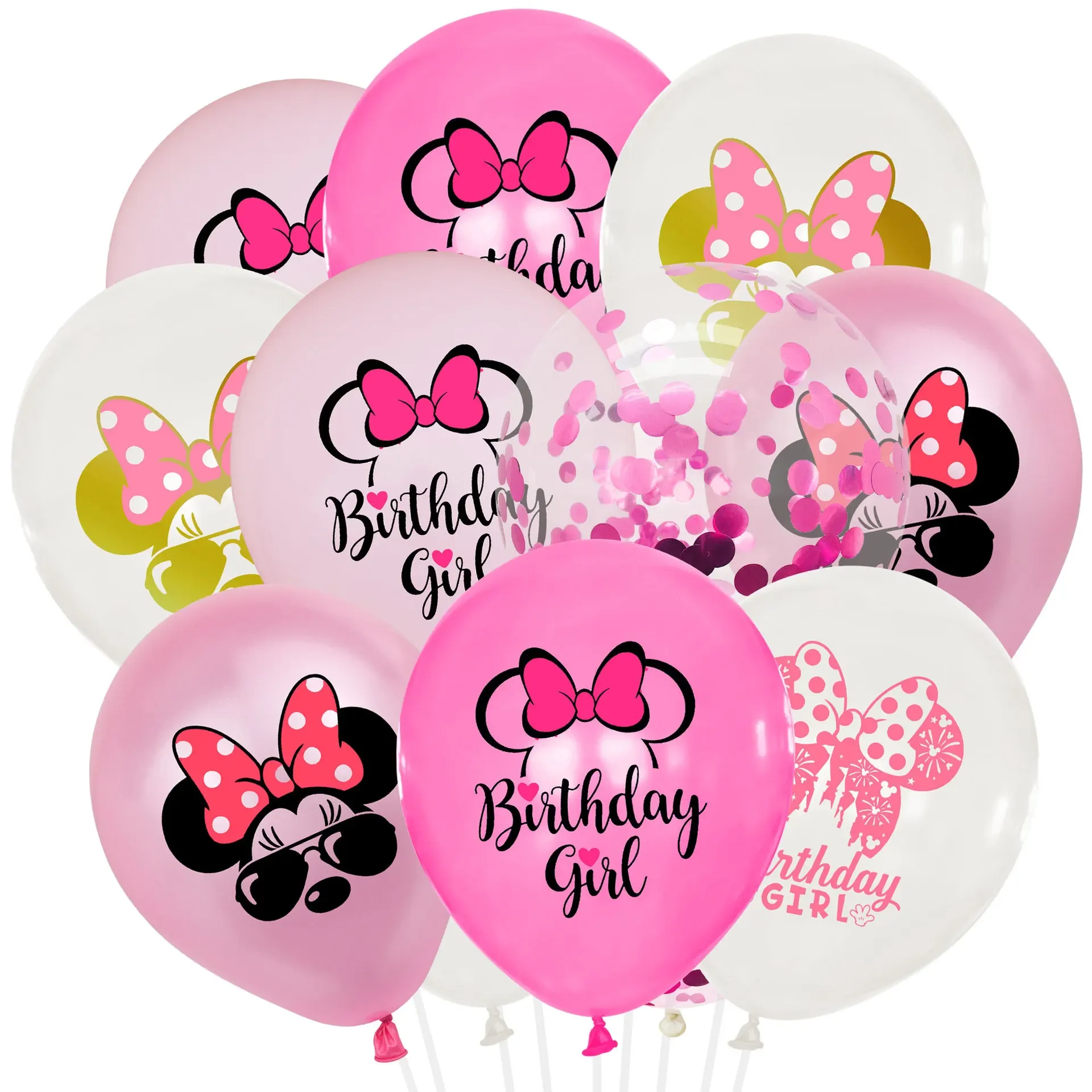 Globo de Látex con Lentejuelas Rosas de Minnie Mouse, Globo de Dibujos Animados para Niños, Decoración para Fiestas de Cumpleaños, Fondo para Cuarto de Niña