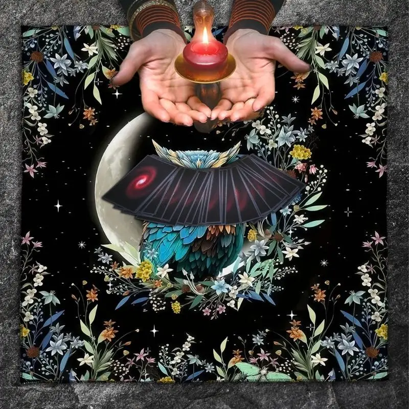 

652F скатерть Таро, гобелен с предсказаниями, Солнце, Луна/Сова, астрологическая скатерть