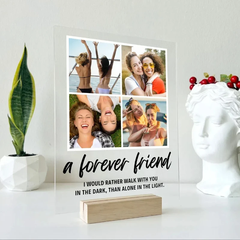 

Personalized 4 Photo Acrylic Custom Collage Couple Picture Acrylic Board Home Decoration Family Stand Boyfriend Girlfriend Gift