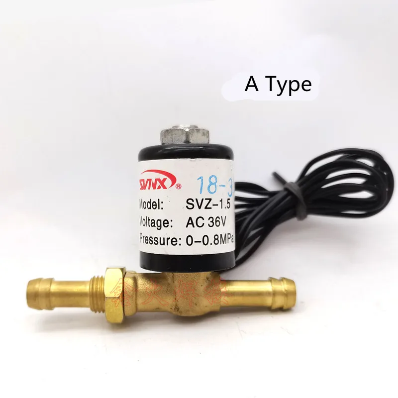 SVZ-1.5 AC DC 24V 36V 220V 2 Position 2 Way Solenoid Valve Argon Arc Welding Machine Solenoid Valve Brass Hose Connector