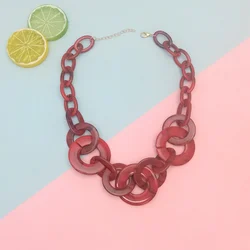 Unique Acrylic Statement pendants Necklace for Women Modern Geometric Design in Vintage Colors Perfect for Daring Fashionistas