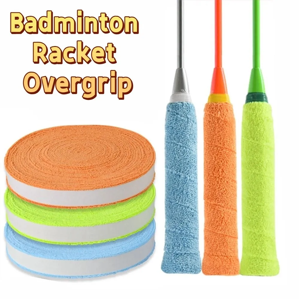 

Colourful Badminton Racket Overgrip 10M Length Anti-Slip Tennis Towel Hand Grip Breathable Soft Over Grip Tape Fishing Sport