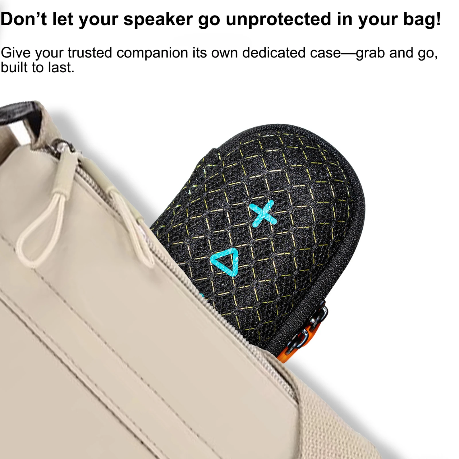 Speaker Case for J BL GO5 Sound Permissive Mesh Hard Shell Portable Pouch Soft Lining Metal Carabiner Included