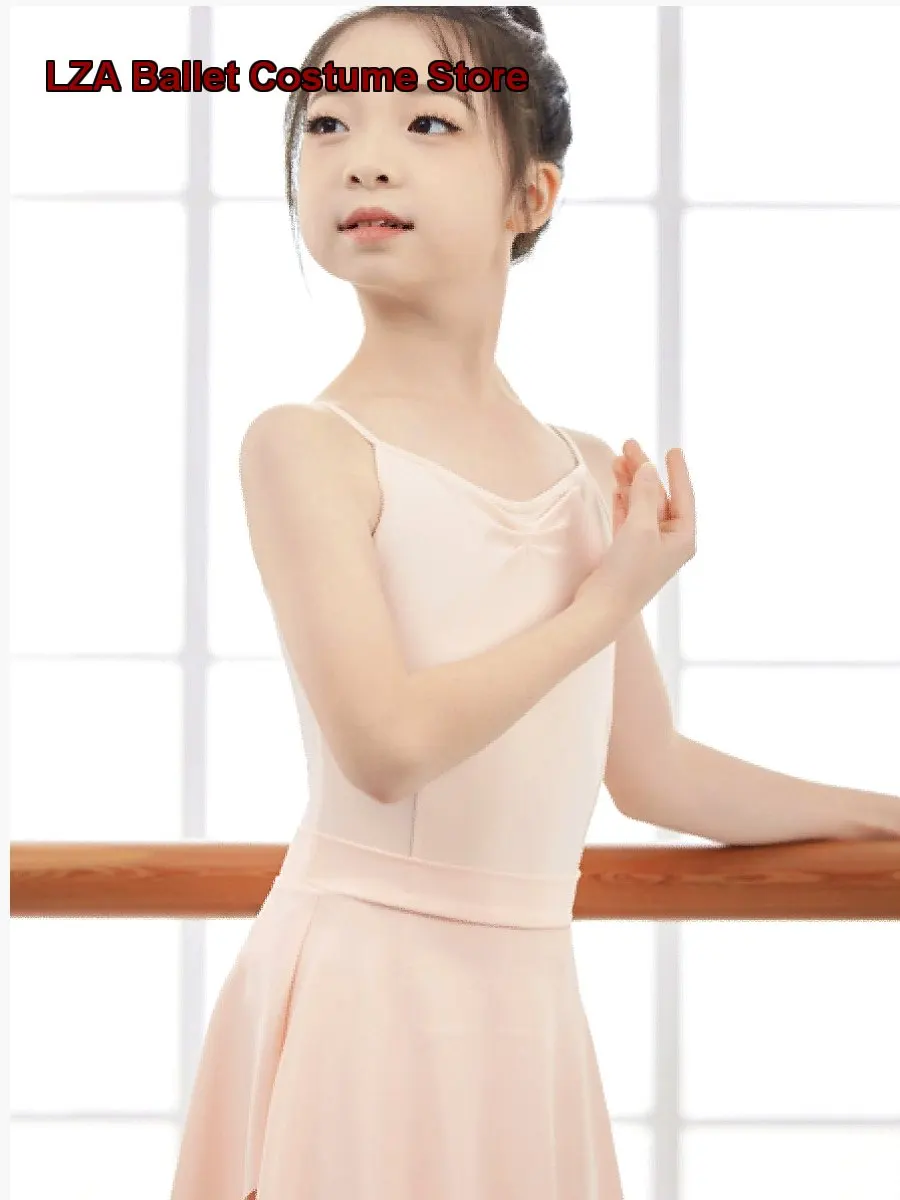 Little Jasmine Children's Dance Practice Ruffle Skirt Set Gymnastics Spaghetti Strap Body Suit Basic Training Art Exam Kids