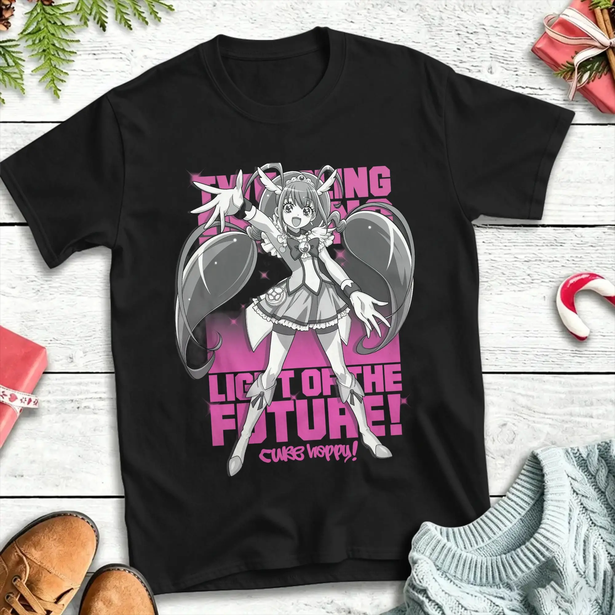 Smile PreCure! Cure Happy Cotton T-Shirt For Couple Summer  Vintage T-Shirts Hip Hop Tee Shirt Plus Size Print Tops
