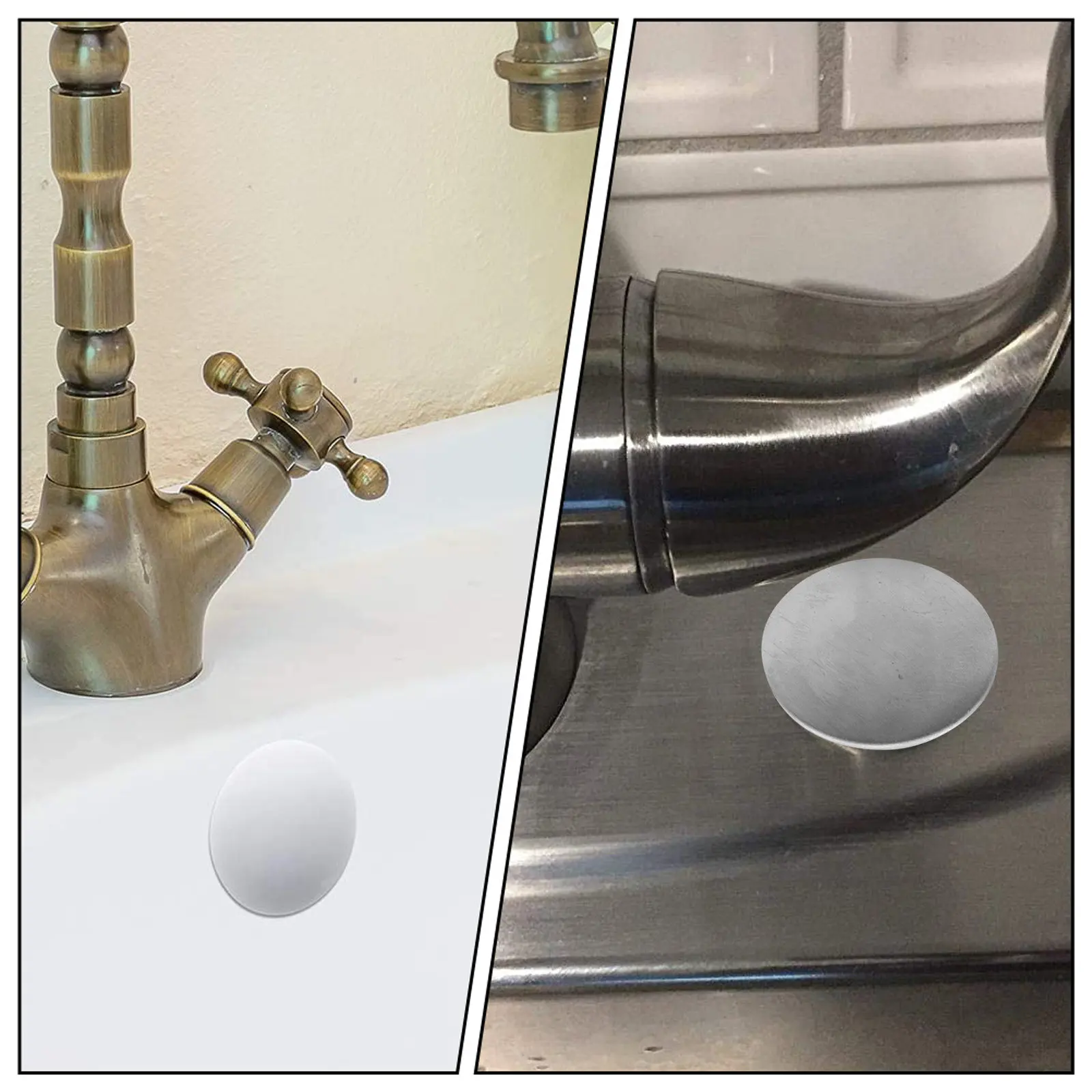 

2Pcs Easy Install Stainless Steel Sink Tap Hole Covers for Ceramic Stainless Steel Basin Kitchen Sink Bathroom Decorative Caps