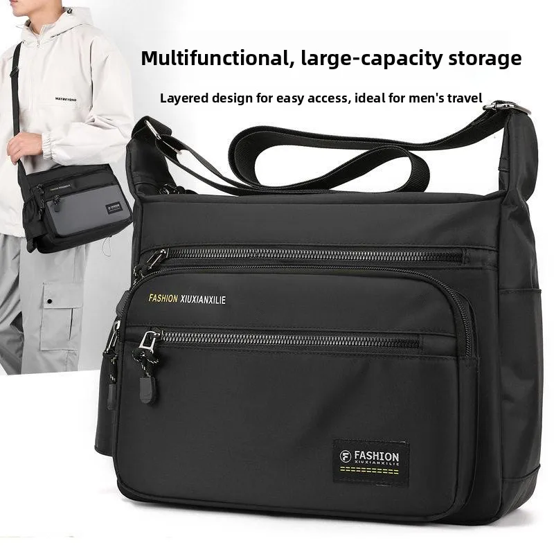 

Men's Large Capacity Multi-Layer Crossbody Bag Business Single Shoulder Bag Oxford Cloth Briefcase Multifunctional Backpack T...