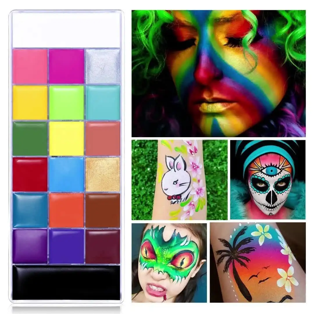 Tavolozza di colori per il viso e il corpo da 20 colori: pittura per il viso vibrante e duratura per adulti, pittura per il corpo, cosplay e trucco di Halloween