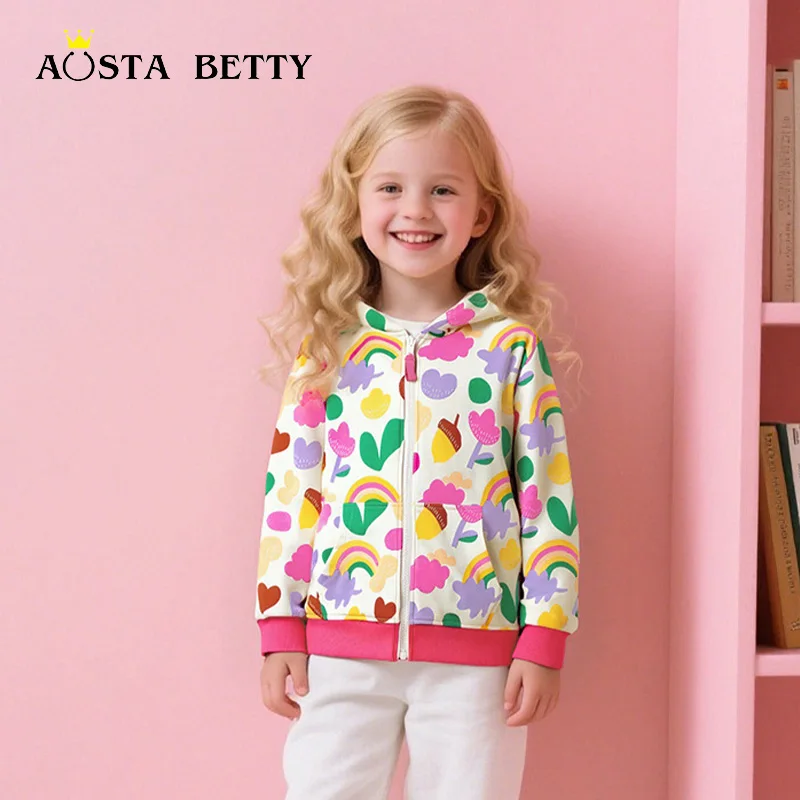

Осенняя куртка с капюшоном для девочек — милая трикотажная хлопковая детская верхняя одежда на молнии с длинными рукавами в евро-американском стиле