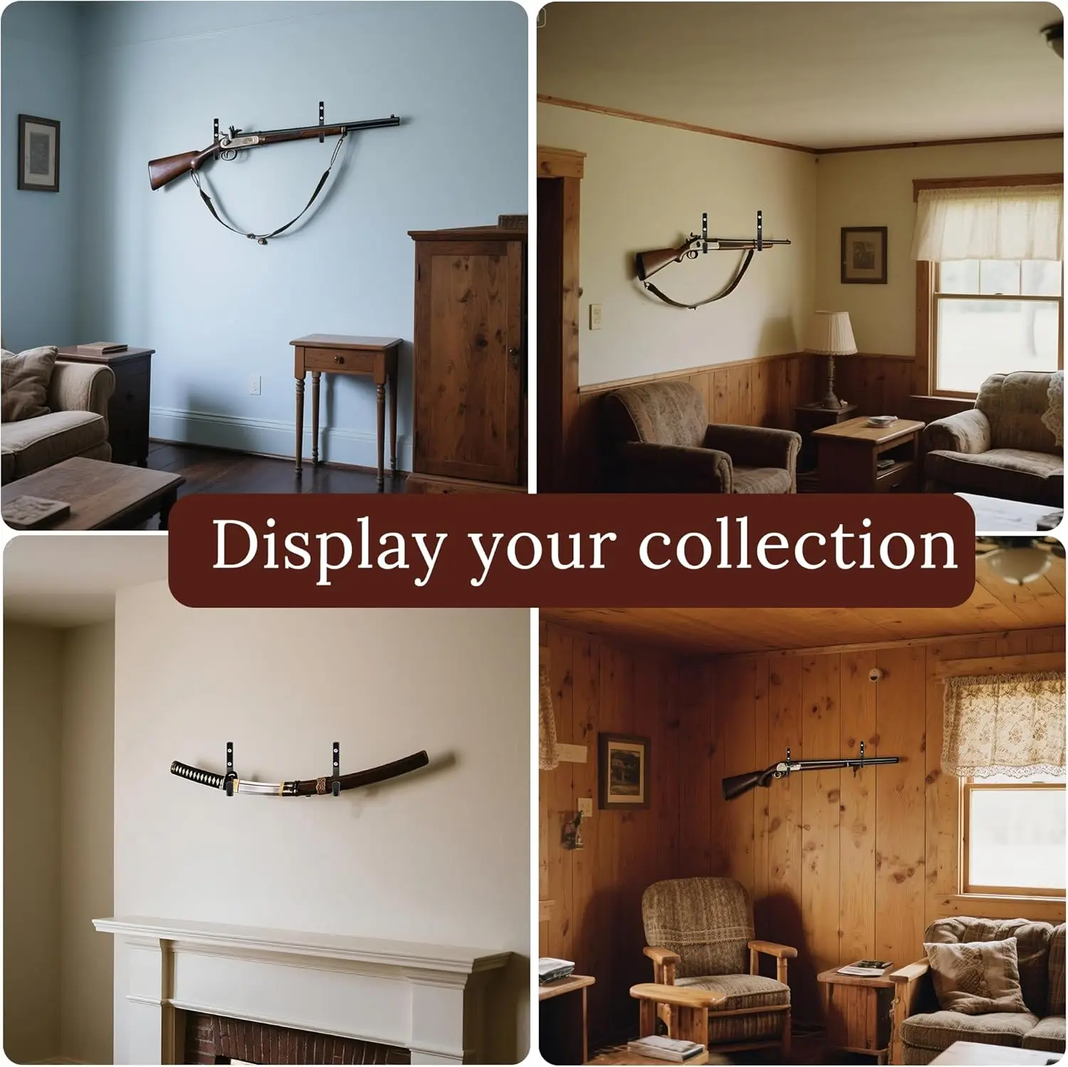 Metal Gun Rack Storage Rifles Shotgun Hooks Wall Mount Hangers for Any Rifles Shotguns Archery Bow with Soft Padding image 4