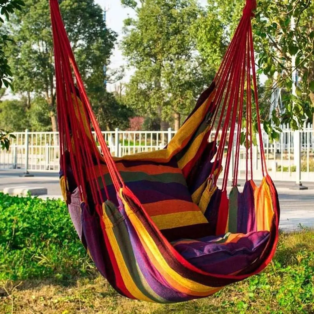 Canvas Hanging Hammock Chair, Corda Swing Bed, Rolamento de carga, Outdoor Garden Porch, Praia, Camping, Viagem, 200kg