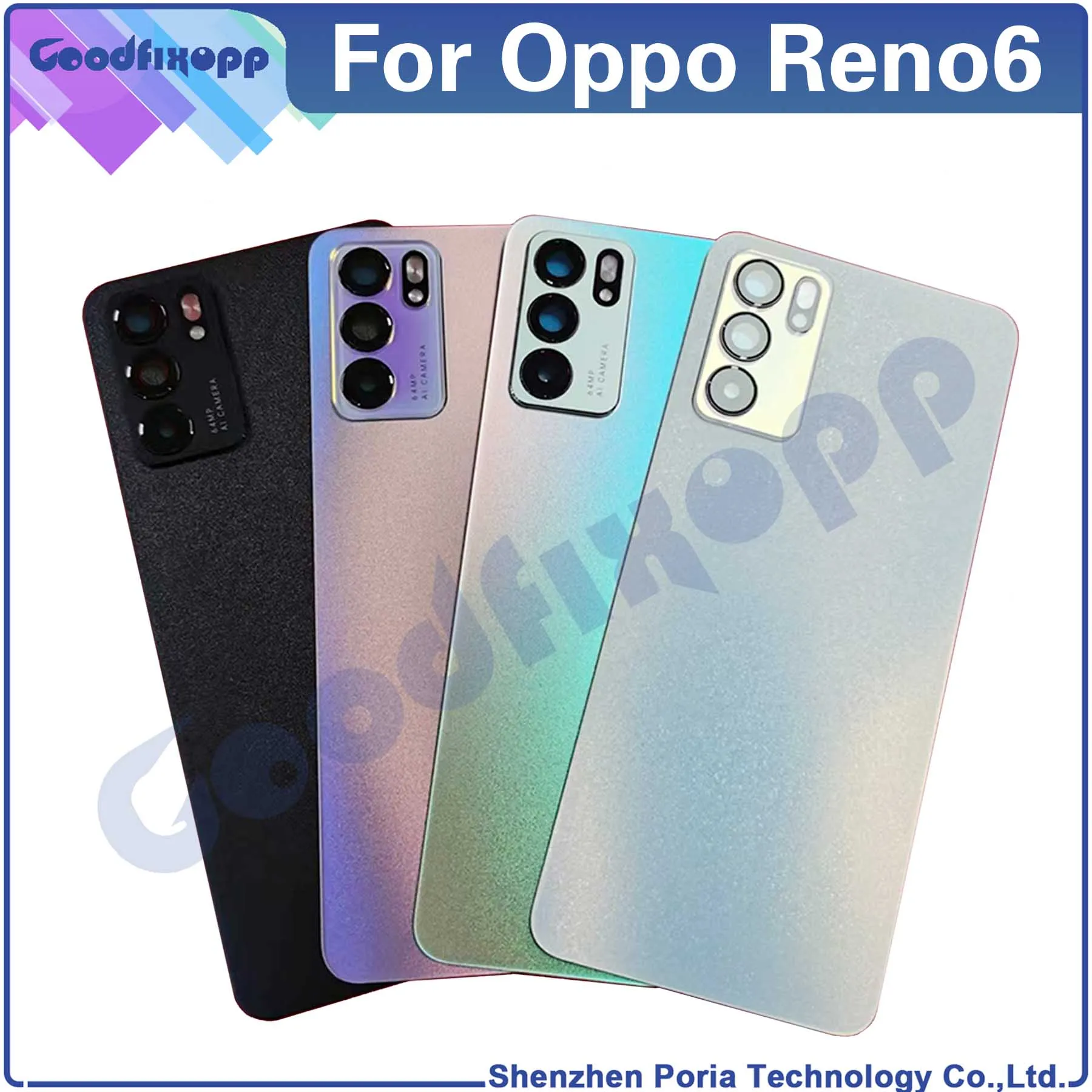 For Oppo Reno6 CPH2235 Reno 6 Back Battery Cover Door Housing Rear Case Repair Parts Replacement