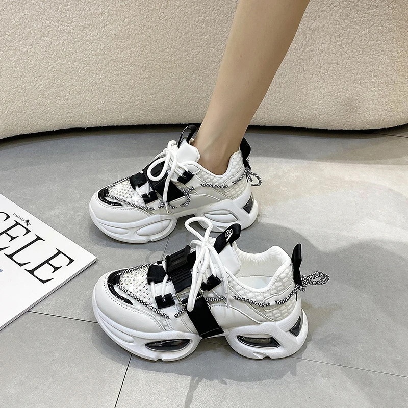 2023 New Women Platform Sneakers Spring Breathable Mesh Chunky Casual Dad Shoes Women\'s Sports Vulcanized Shoes Female Sneakers