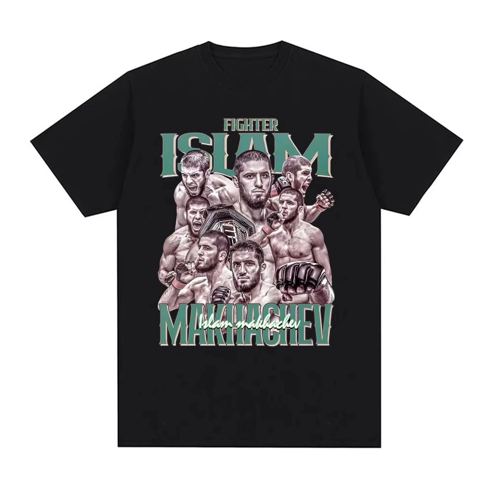 Islam Makhachev Retro Classic Graphic Tee Shirt Men's Clothing Harajuku Gothic Oversized T Shirt Man Cotton Casual Loose T-shirt