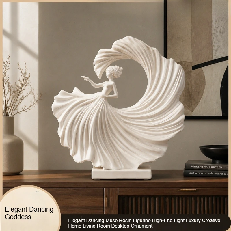 Elegant Dancing Muse Resin Figurine High‑End Light Luxury Creative Ornament for Living Room Home Tabletop Decor home decor