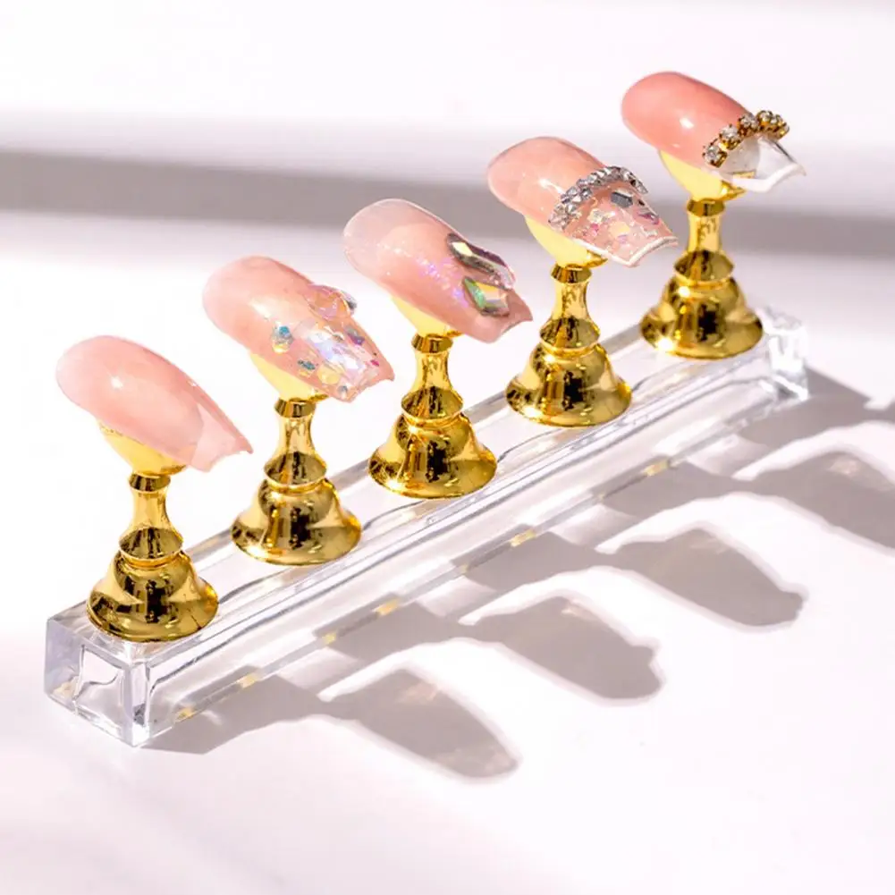 Plastic Nail Stand Acrylic Nail Display Stands with Magnetic Practice Stands Reusable Adhesive Putty Clay for Diy Nail