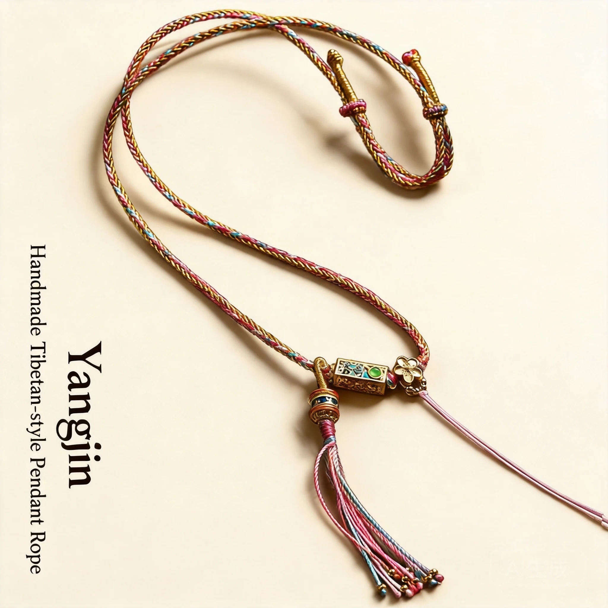 Yno Handmade Braided Tibetan Style Pendant Rope Lucky Auspicious Necklace Cord For Thangka Buddha Jade Amber Wax Peace Buckle