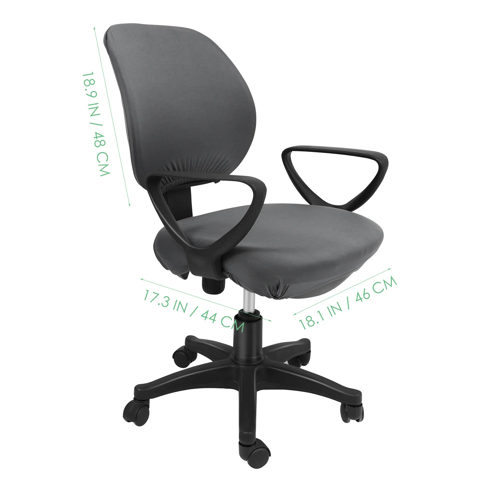 

Office Chair Cover Deep Grey Elastic 2-Piece Split Seat Protector Stretch Removable Slipcover for Home Office Banquet Ceremony