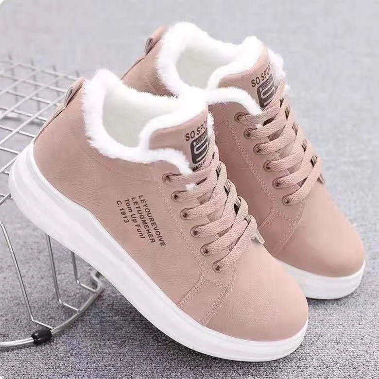 Winter Outdoor Women Shoes Warm Fur Plush Lady Casual Shoes Lace Up Fashion Sneakers Zapatillas Mujer Platform Snow Boots Mujer