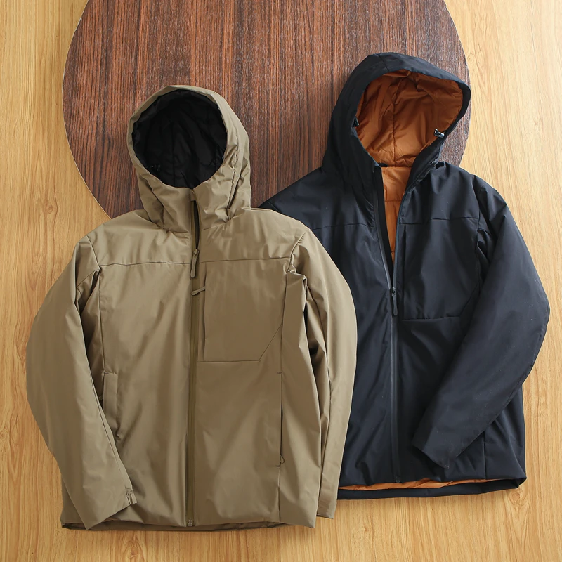 

Lightweight Warm Cotton Jaet Men's Outdoor Casual Hooded Stand Fit Winter Coat Windproof Waterproof Stand Collar