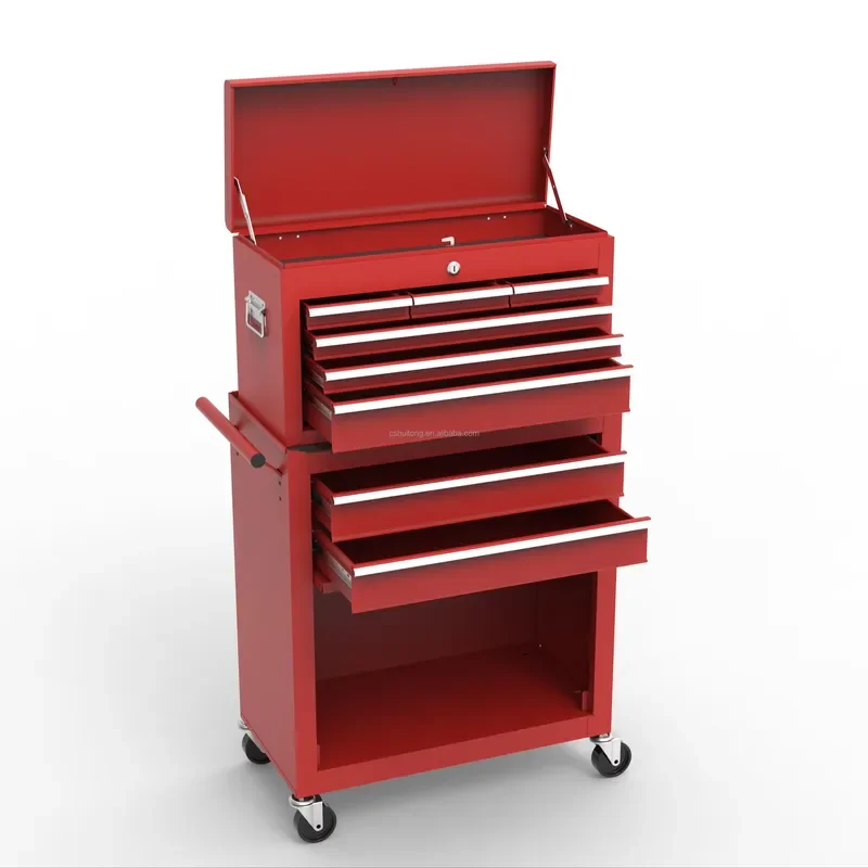 Heavy Duty Stainless Steel Tool Cabinet 8 Drawer Rolling Chest Lockable Wheels Mobile Storage Box for Workshop Garage Outdoor