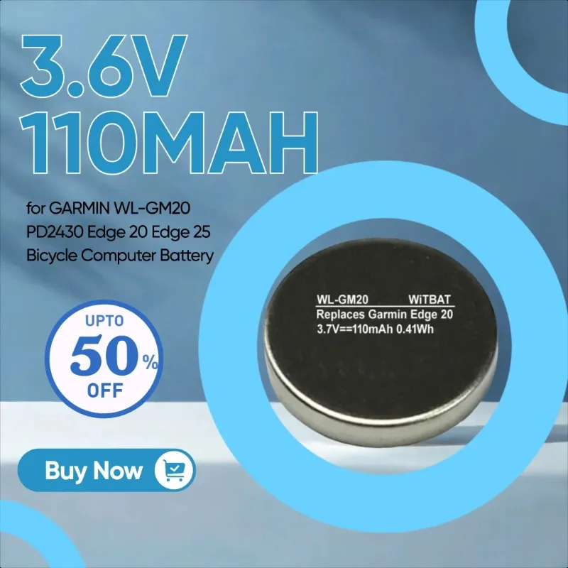 

New 3.6V 110MAH Replaces Battery for GARMIN WL-GM20 PD2430 Edge 20 Edge 25 Bicycle Computer Battery