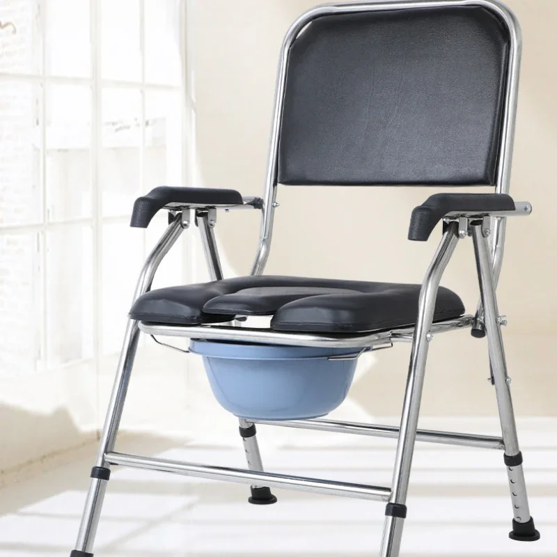 Thickened Toilet Chair Folable Steel Potty Chairs  Can Be Seat Bathroom Chair for Elderly Disabled  5 Gears Height Adjustable