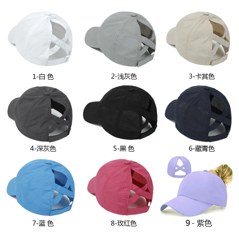 

Spring and Summer Breathable Open Back High Ponytail Women's Baseball Cap Various Colors Sports Quick-Drying Sun Hat