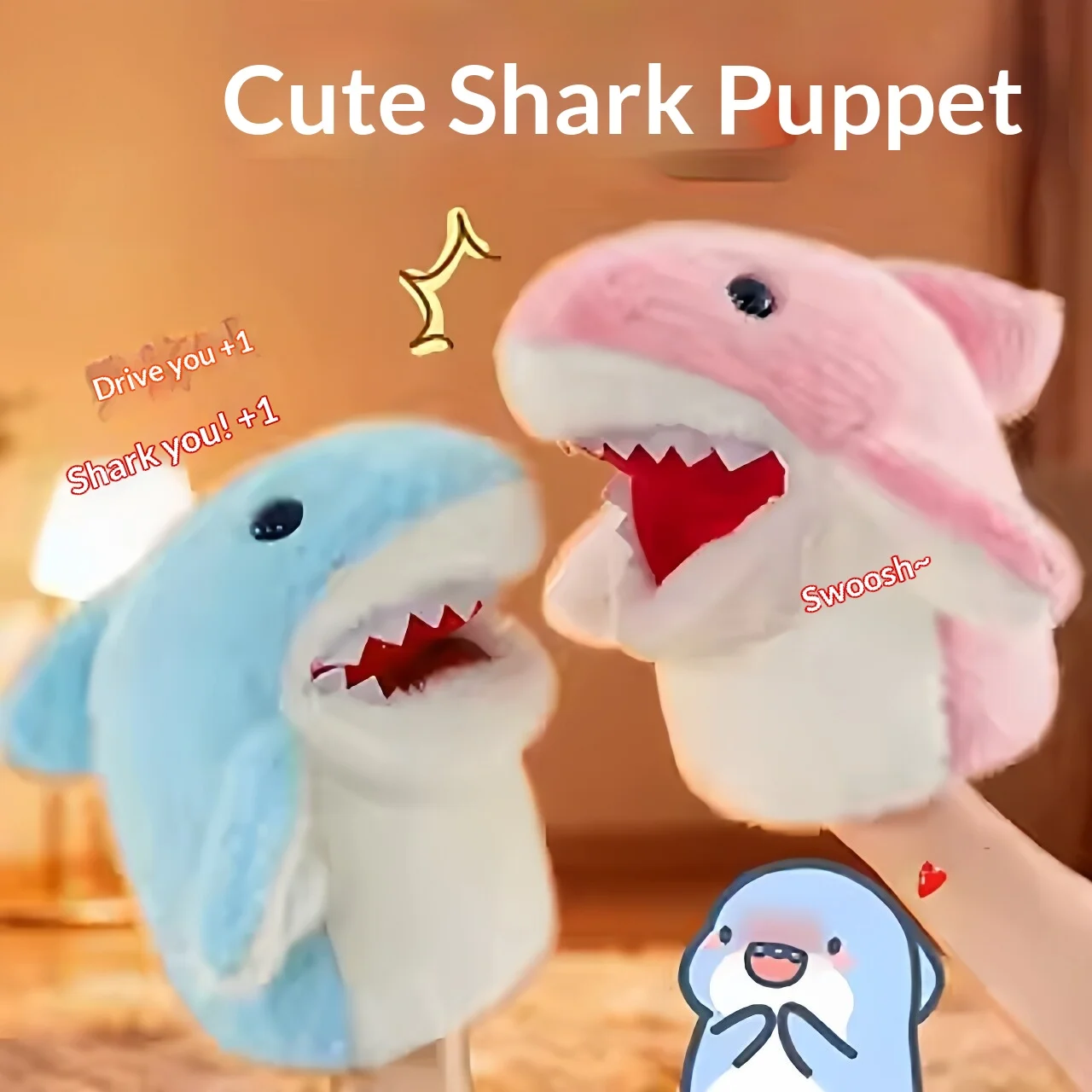 Marionnette de main requin en peluche, jouet interactif amusant, cadeau d'anniversaire pour enfants, jeu de farces pour couples, jeu pour étudiants