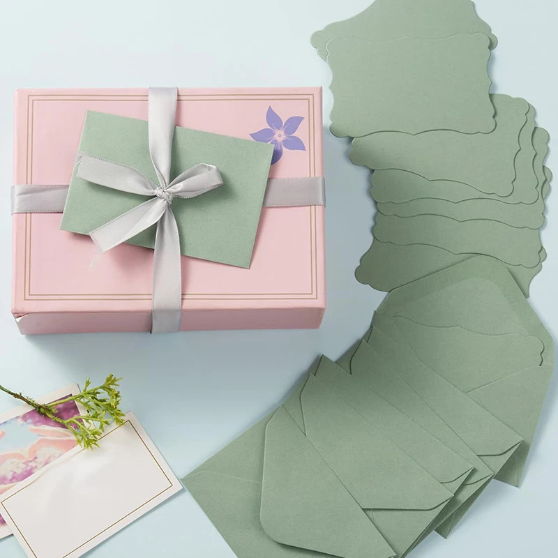 50pcs/lots Green Envelopes for Wedding High-grade 120g Paper Card Set Invitation Small Business Stationery Supplies Storage Bag