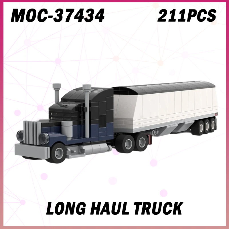 

211PCS MOC-37434 Urban Engineering Mini Series Long Haul Truck Building Block Model Brick Set Creative Children's Surprise Gifts