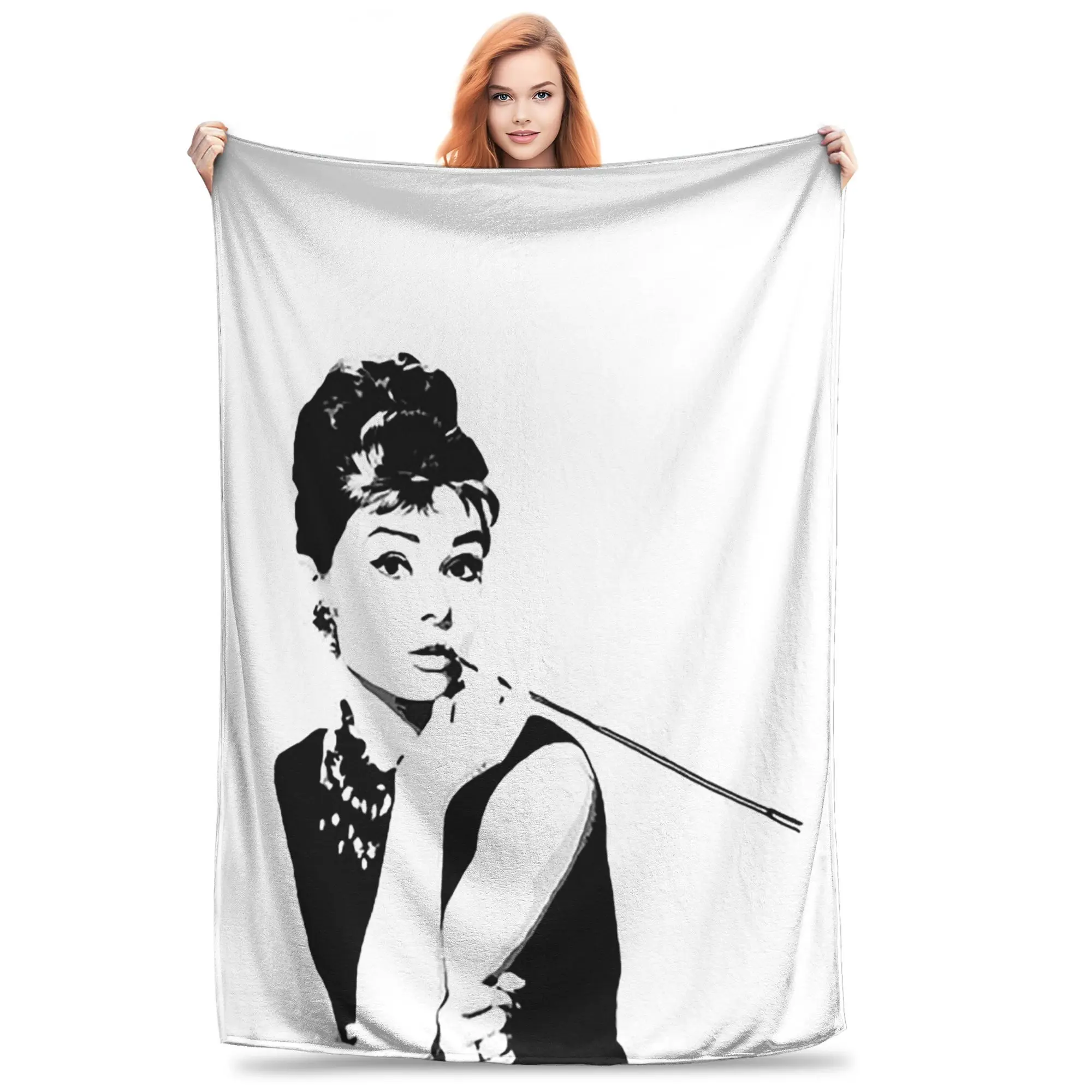 Audrey Hepburn Portrait A Blanket Soft Warm Flannel Throw Blanket Bedspread for Bed Living room Picnic Travel Home Couch