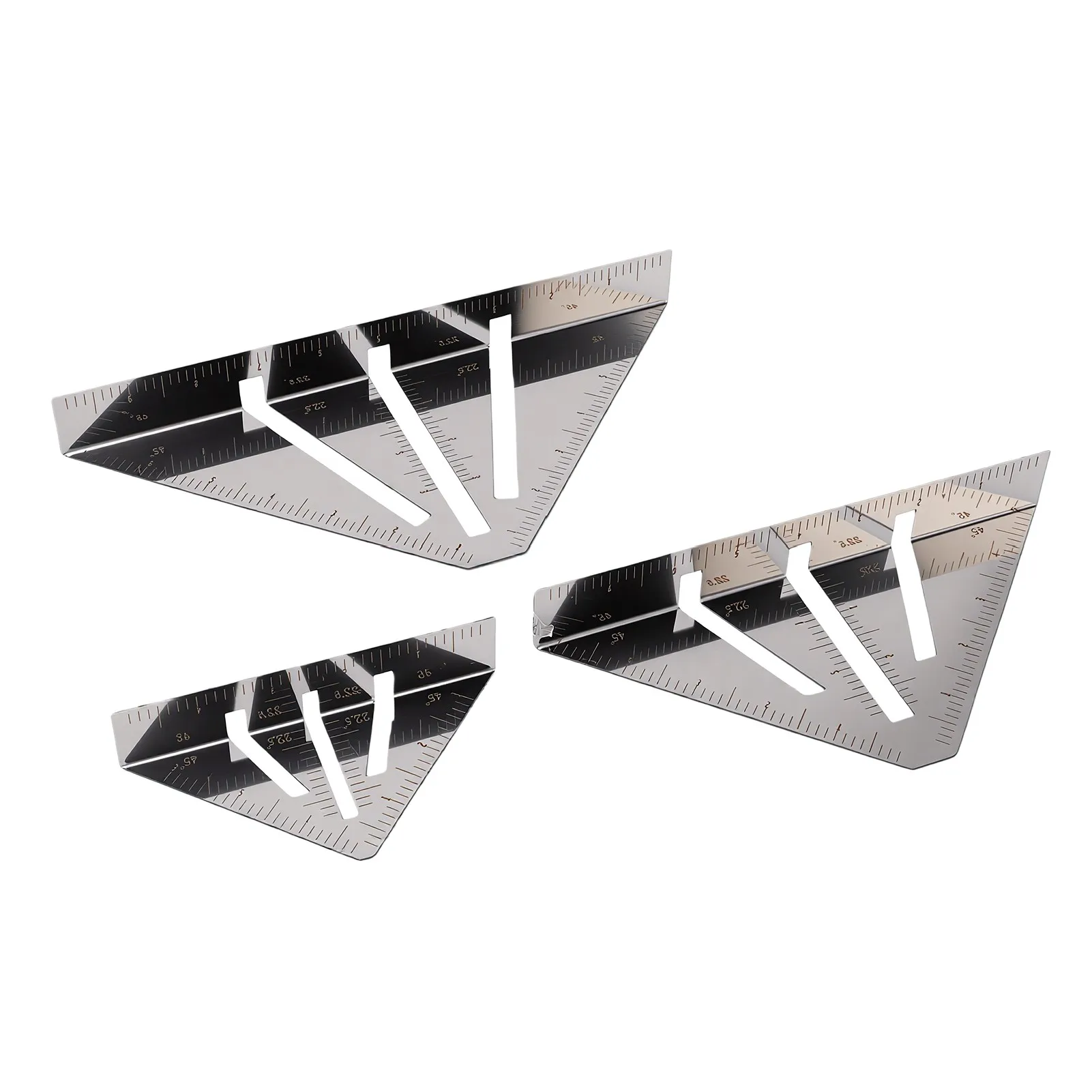 3Pcs Miter Square Ruler Stainless Steel Multi Angle Measuring Ruler Woodworking Square Protractor Carpenter Triangle Ruler
