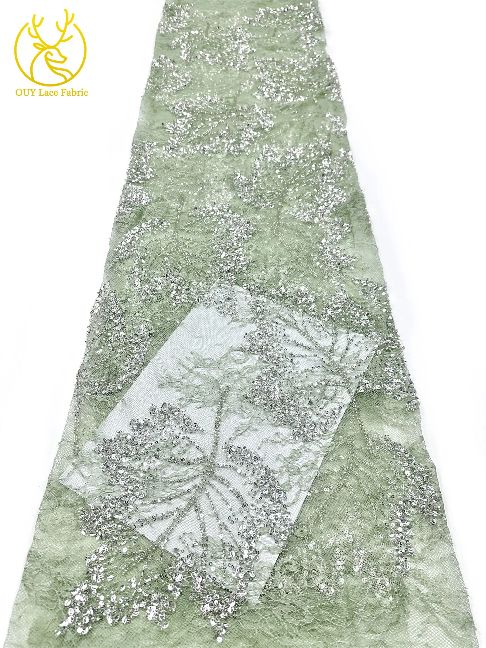 Weinroter afrikanischer bestickter Perlen-Spitzenstoff, 5 Yards, französisches Blattmuster, Pailletten-Tüll-Spitzenstoff für Hochzeits- und Partykleider – Detail 19