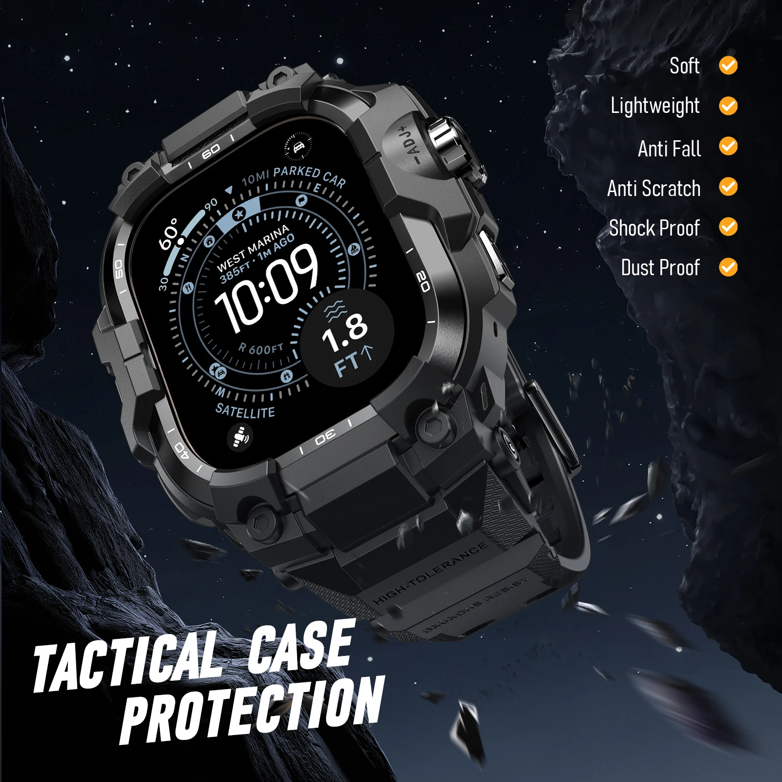 Custodia in metallo + cinturino tattico per cinturini Apple Watch Ultra 3 2 49mm 44mm 45mm 46mm Cover braccialetto correa iwatch 11 10 9 8 7 6 5 SE 3