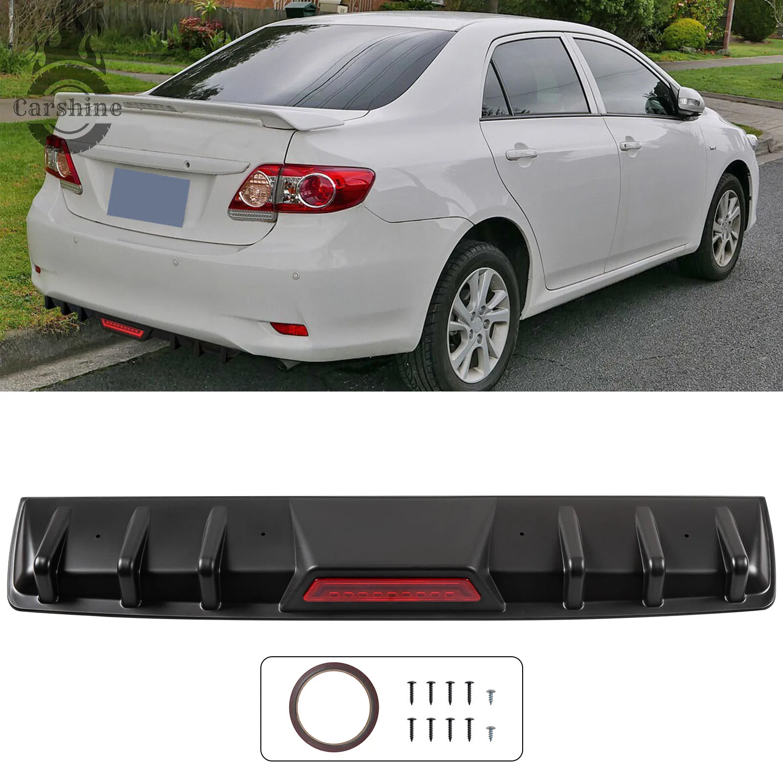 

For Toyota Corolla 2013 Car Rear Bumper Diffuser Lip Shark Fins Splitter Spoiler