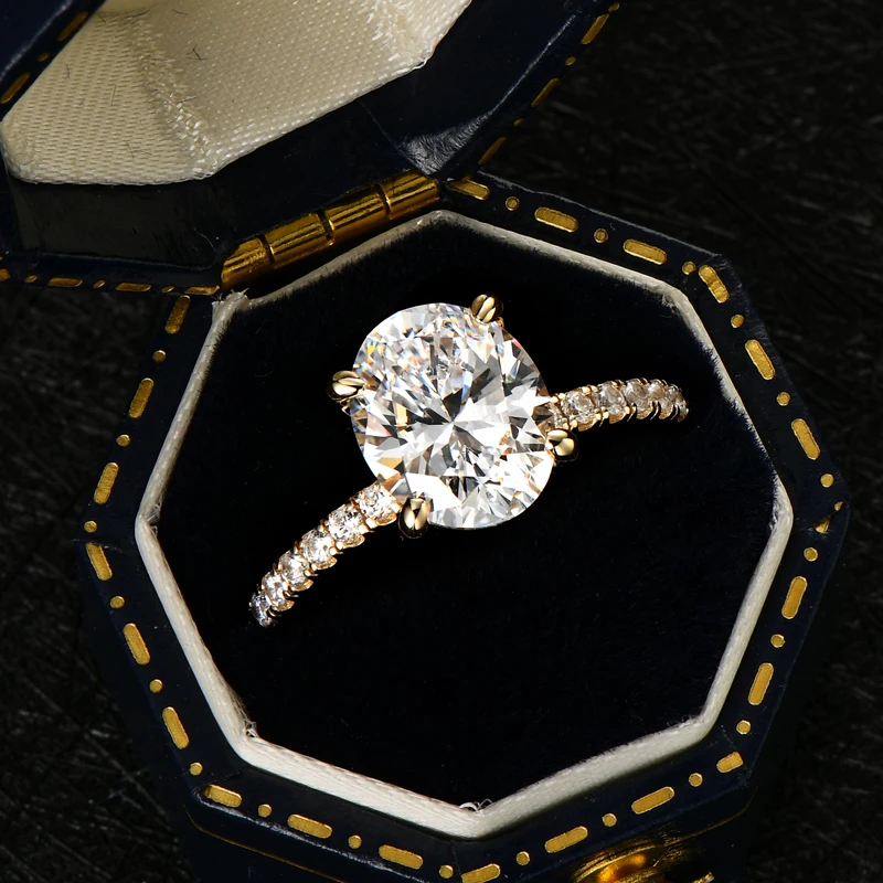 

IOGOU Oval Cut Classic Engagement Ring for Women Real 925 Silver 10x8mm 5A Cubic Zircon Lab Diamond Wedding Rings Fine Jewelry