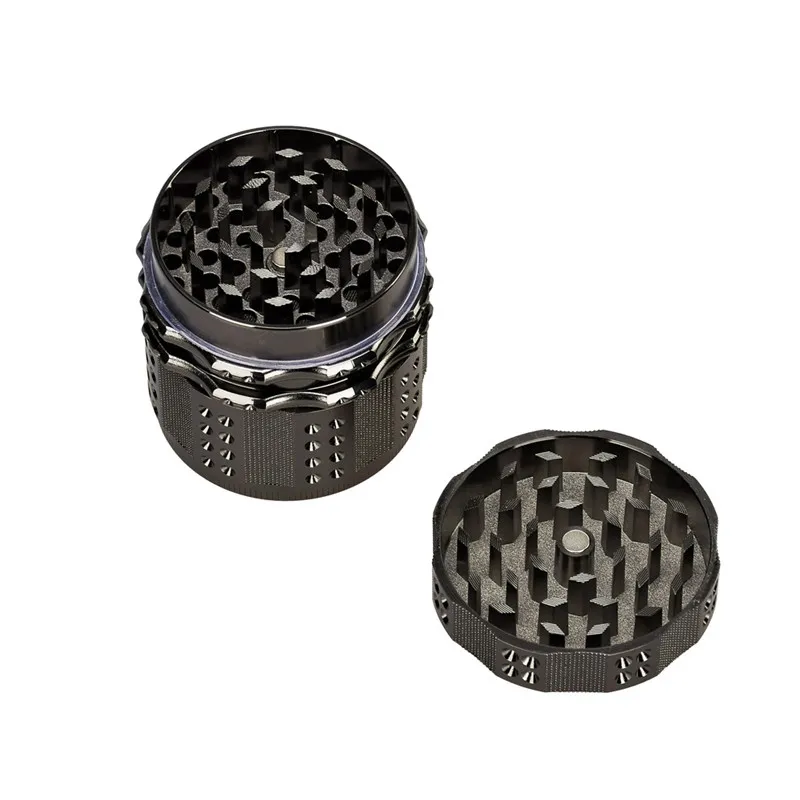 New smoke grinder with a diameter of 52mm, four layer metal spice grinder